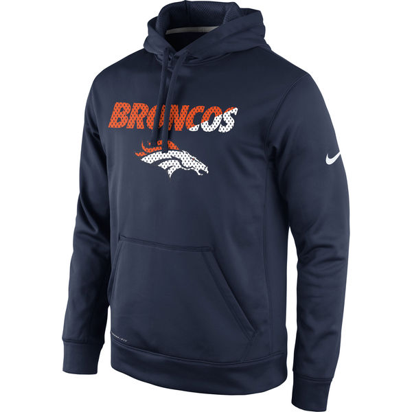 Men Denver Broncos Nike Kick Off Staff Performance Pullover Hoodie Navy->denver broncos->NFL Jersey